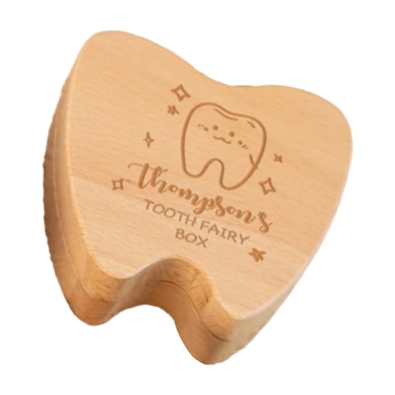 Wooden Baby Tooth Box For Lost Teeth Storage With Decoration Childhood Memory Baby Teeth Collection