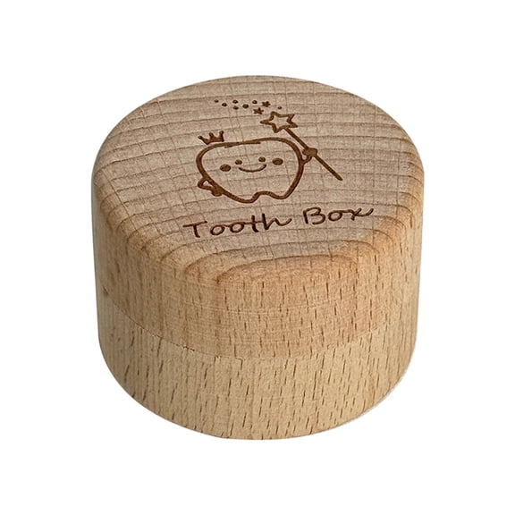 Wooden Baby Tooth Box with Clear Acrylic Lid & Organized Storage Compartments