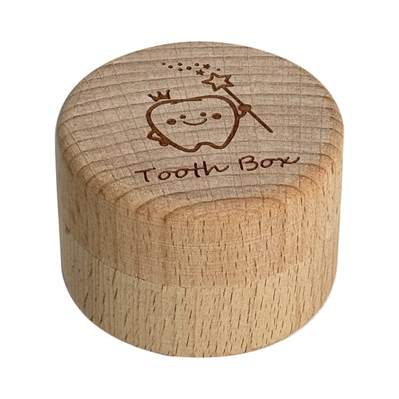Wooden Baby Tooth Keepsake Box Organizer for First Tooth and Lanugo Storage Memory Gift for Boys and Girls