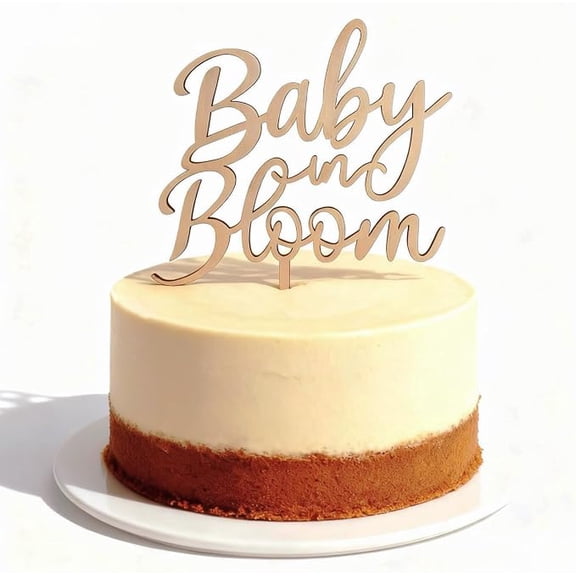 Wooden Baby in Bloom Cake Topper - Rustic Style, Perfect for Baby Shower, Gender Reveal, Pregnancy Announcement & Welcome Baby Party Cake Decorations