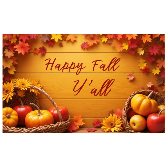 Wooden Background Happy Fall Banner Colorful Leaves Sunflower Design for Thanksgiving Autumn Decoration Harvest Festival