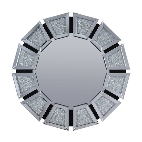 Wooden Backing  with Tapered Mirrored Panel Borders Clear and Black - Saltoro Sherpi