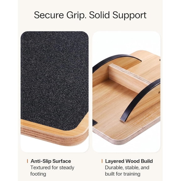 Wooden Balance Board with 2 Difficulty Options, Basic Rocker and Advanced 360 Wobble Board, Non-Slip Balance Trainer for Core Stability, Ankle Rehab, Physical Therapy and Fitness