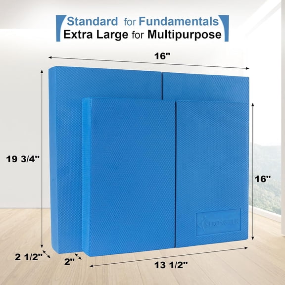 Wooden Balance Board & 2-in-1 Blue Pad Stability & Core Training Kit