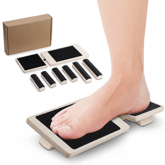 Wooden Balance Board, Ankle Strength Trainer with 6 Replaceable Rods for Arch Support, Single Leg Balance Board for Physical Therapy, Home Foot Recovery Kit for Enhancing Balance and Foot Health