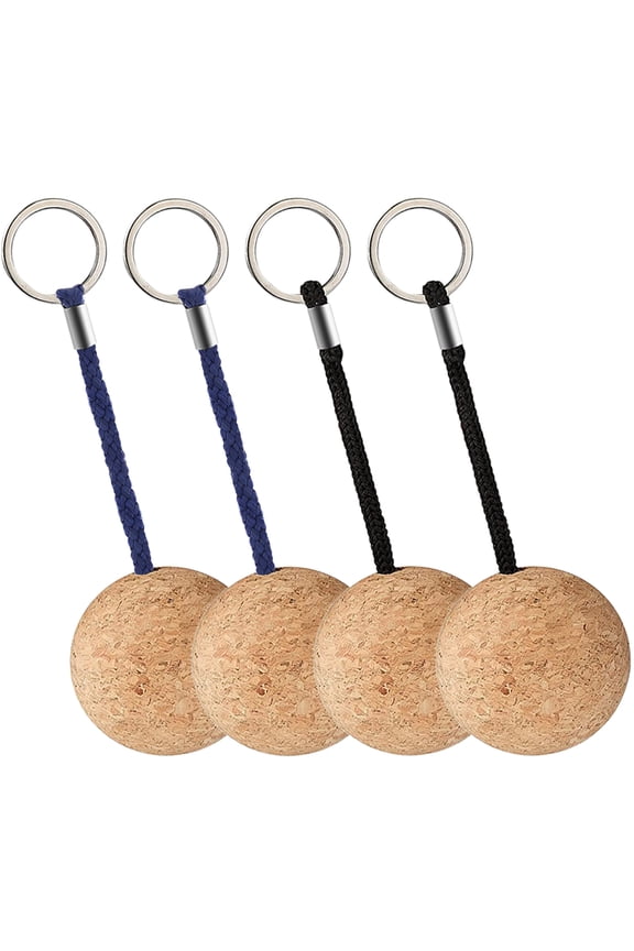 Wooden Ball Key Ring 4 Pcs Floating Chain Cork Keychain Boating Backpack Trendy Keychains Child