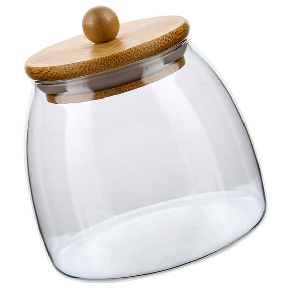 Wooden Ball Lid Glass Jar Wedding Candy Condiment Storage Kitchen Organization Containers Canisters with Lids