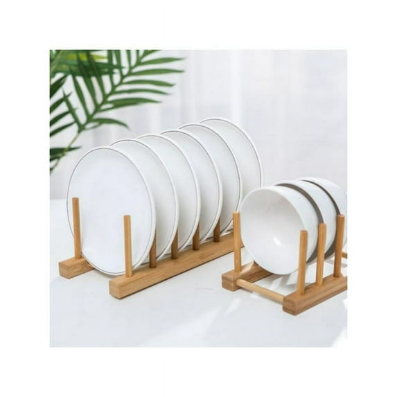 Wooden Bamboo Dish Rack Plates Holder Kitchen Storage Cabinet Organizer For Dish