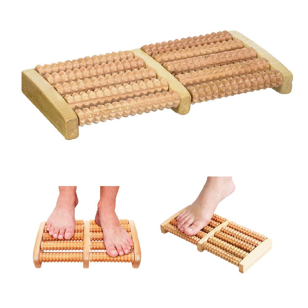 Wooden Bamboo Dual Foot Massager Roller for Feet Relax and Foot Pain