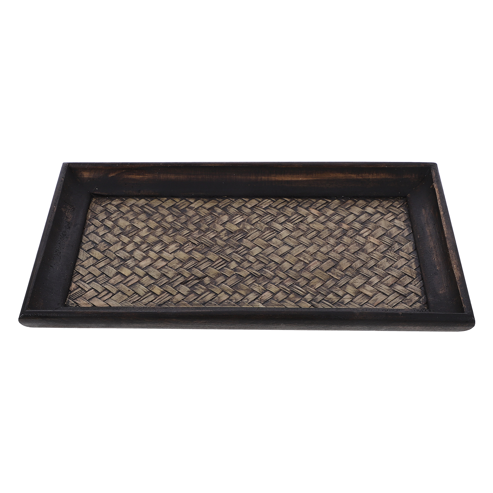 Wooden Bamboo Woven Tray Home Retro Insulated Tableware Placemat Cup