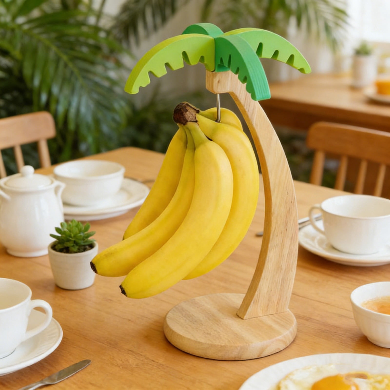 Wooden Banana Rack with Simulated Leaf Design for Household Fruit ...