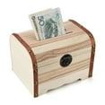 thumbnail image 1 of Wooden Bank Safe Money Box Savings With Lock Wood Carving Handmade, 1 of 5