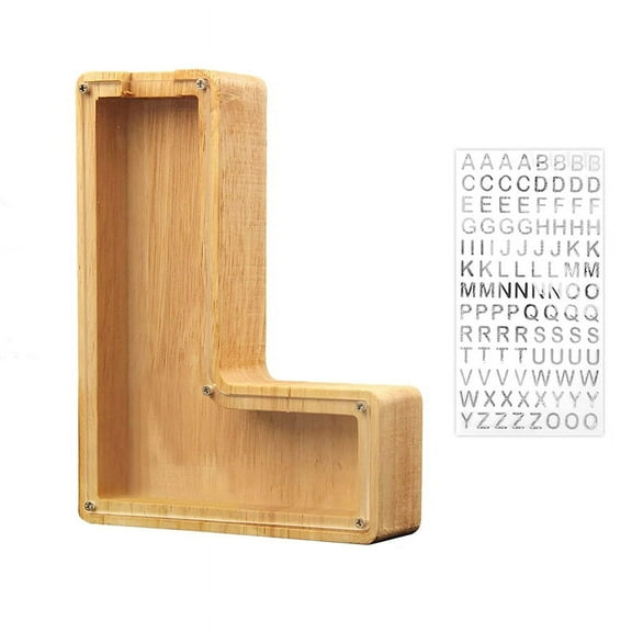 Wooden Bank Toy Alphabet Money Jar Coin Adults Saving Box Lett