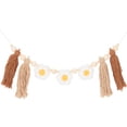 thumbnail image 1 of Wooden Banners with Flower Tassels Pendant Hanging Bunting For Anniversary Wedding Party Decor White 100x6cm DIY, 1 of 6