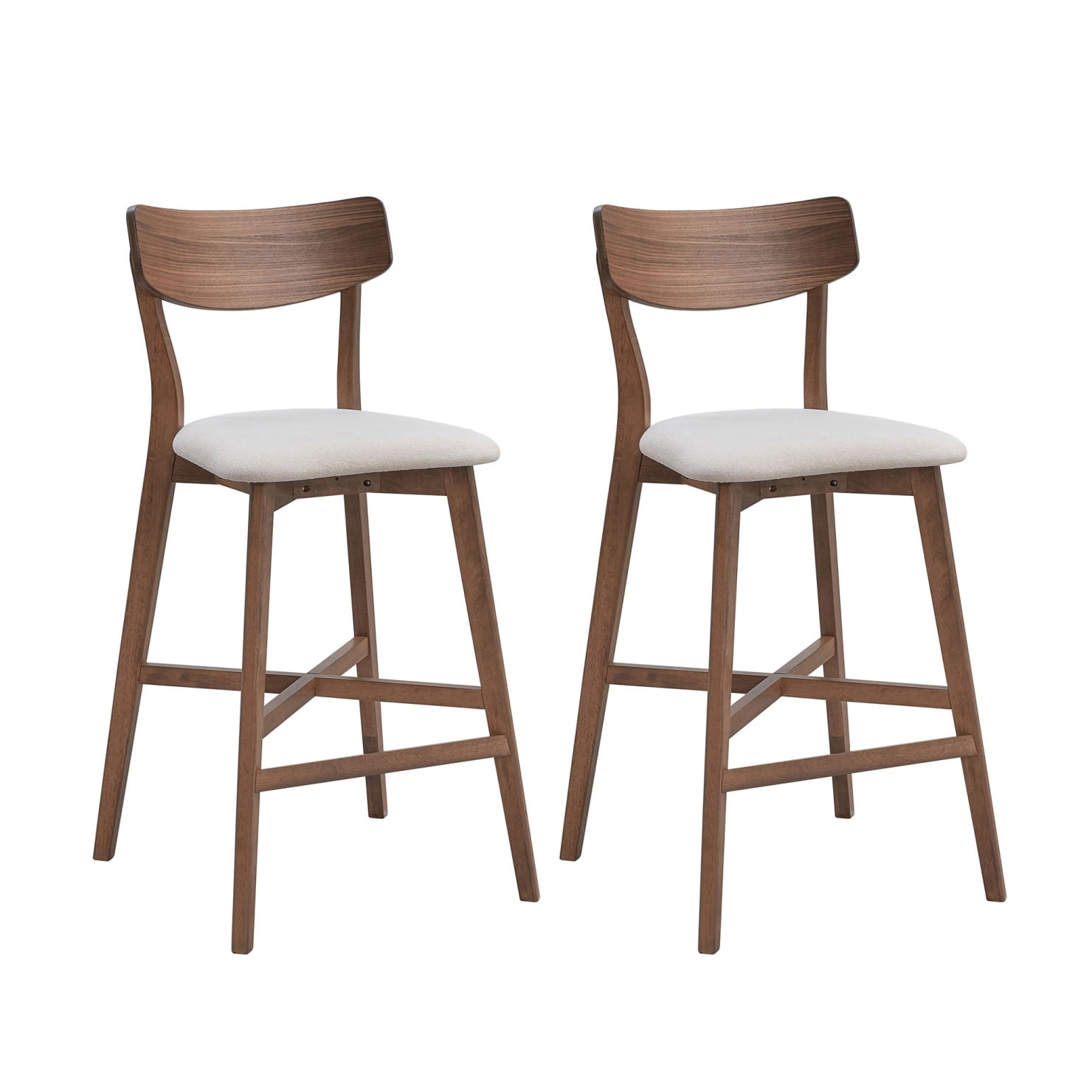 Wooden Bar Chairs Set of 2, Counter Height Stool with Backrest, Wooden — free download