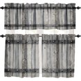 thumbnail image 1 of Wooden Barn Doors Valance Curtain Wood Rustic Farm Farmhouse Country Retro Western Rod Pocket Valance Window Treatments Short Curtains for Kitchen Living Room 54x18 Inch + 27x36 Inch X 2, 1 of 5