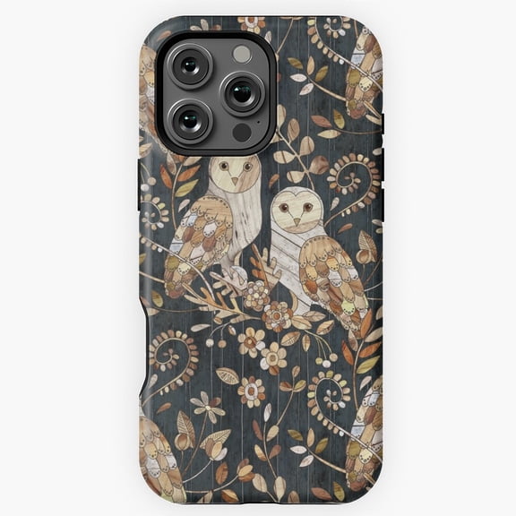 Wooden Barn Owl Collage Phone Case for iPhone 16 15 14 13 12 11 Pro Max M890308