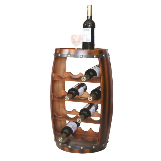 Wooden Barrel Shaped 14 Bottle Wine Rack - Walmart.com