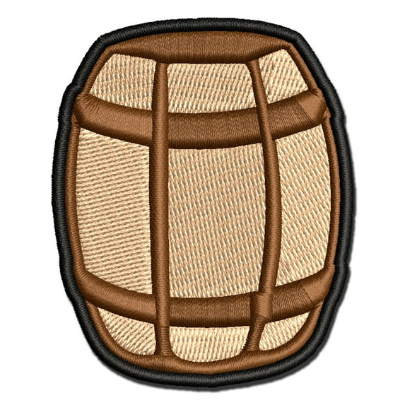 Wooden Barrel Wine Cask Storage Applique Multi-Color Embroidered Hook & Loop Patch - 3.5 Inch Large