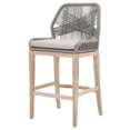 thumbnail image 1 of Wooden Barstool with Intricate Rope Weave Design, Gray & Brown, 1 of 1