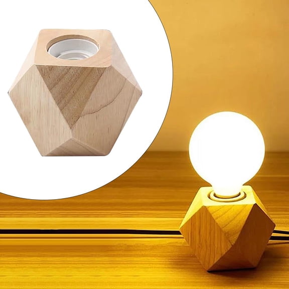 Wooden Base E27 Threaded Bulbs Lamp Light Holder