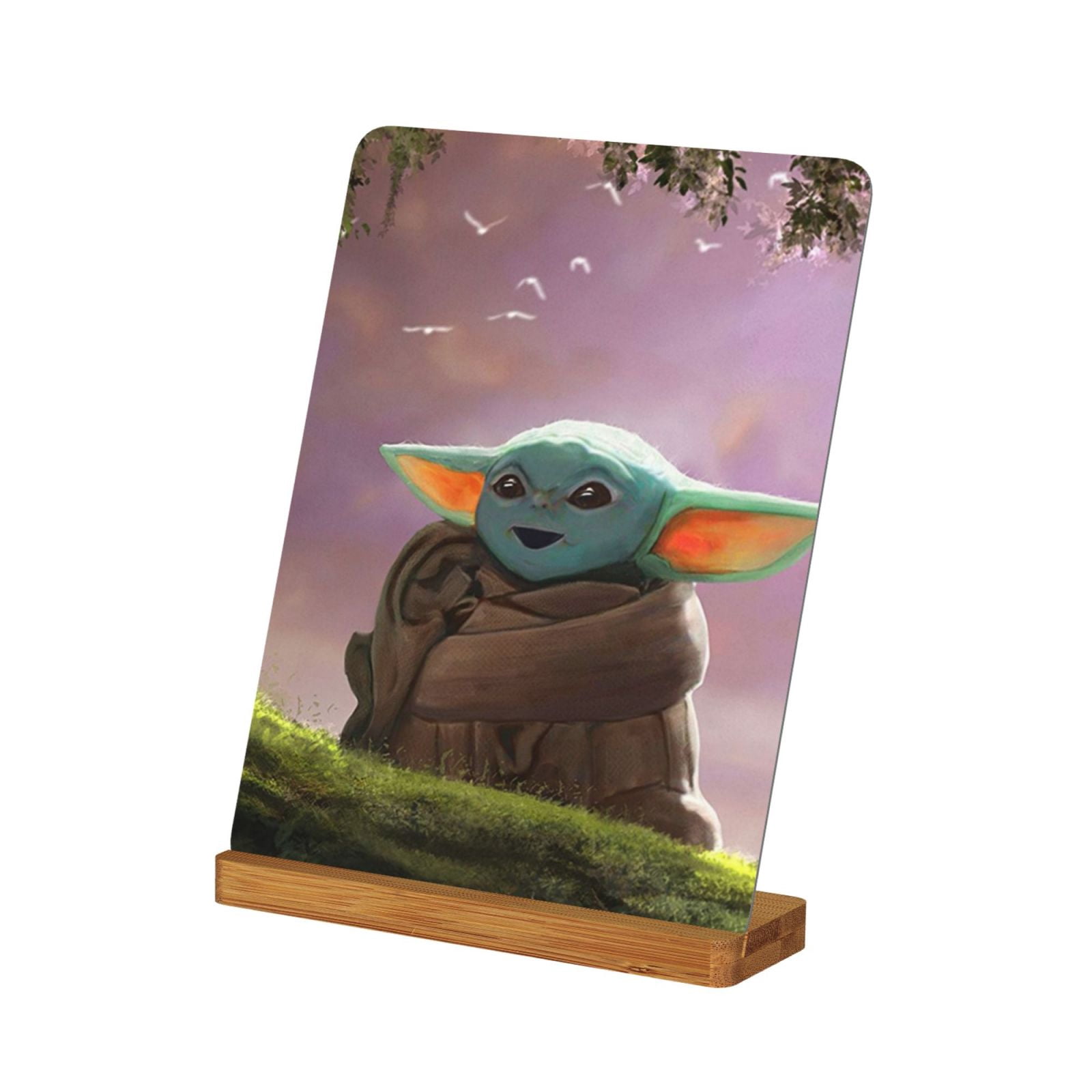 Wooden Base Photo Frame Baby Yoda Metal Picture Frame for Tabletop ...