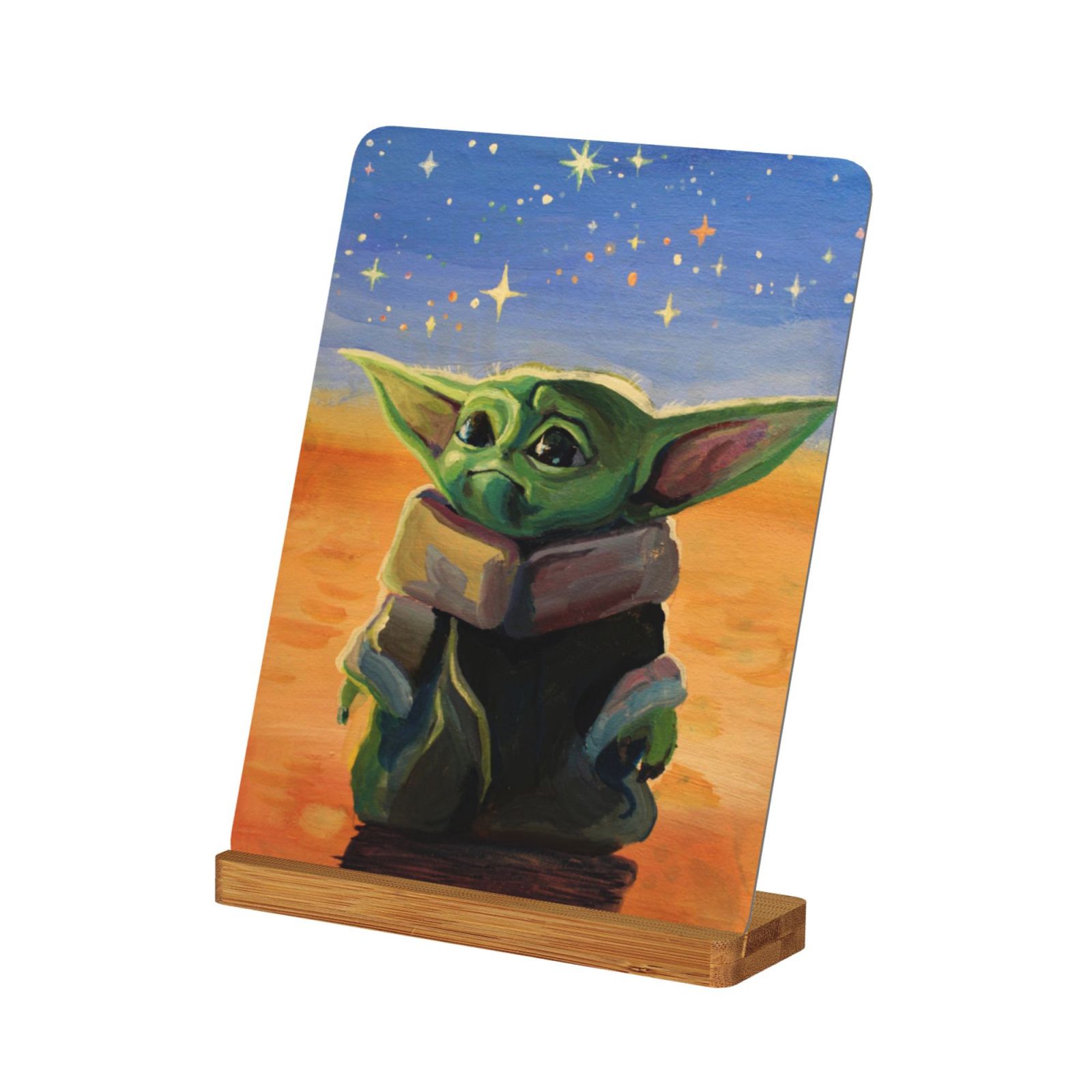 Wooden Base Photo Frame Baby Yoda Metal Picture Frame for Tabletop ...