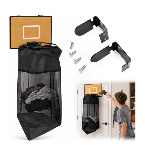 Wooden Basketball Hamper - Hoop Laundry Basket Over the Door - Room Decor$$Home Decor, Kitchen, & Other