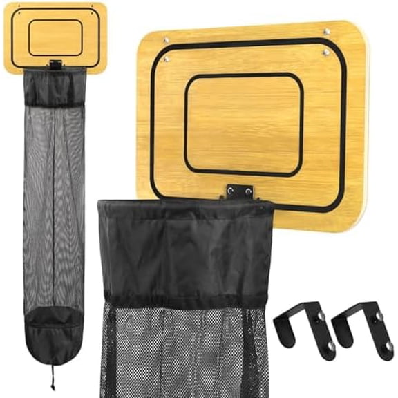 Wooden Basketball Laundry Hamper, Over the Door Basketball Hoop Laundry Basket with Drawstring for Kids Room, Dorm Rooms,Bathroom, Saving Space Storage and Organization, Room Decor