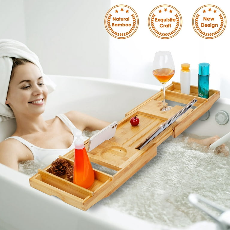 Luxury Bathtub Tray Caddy - Foldable Waterproof Bath Tray & Bath