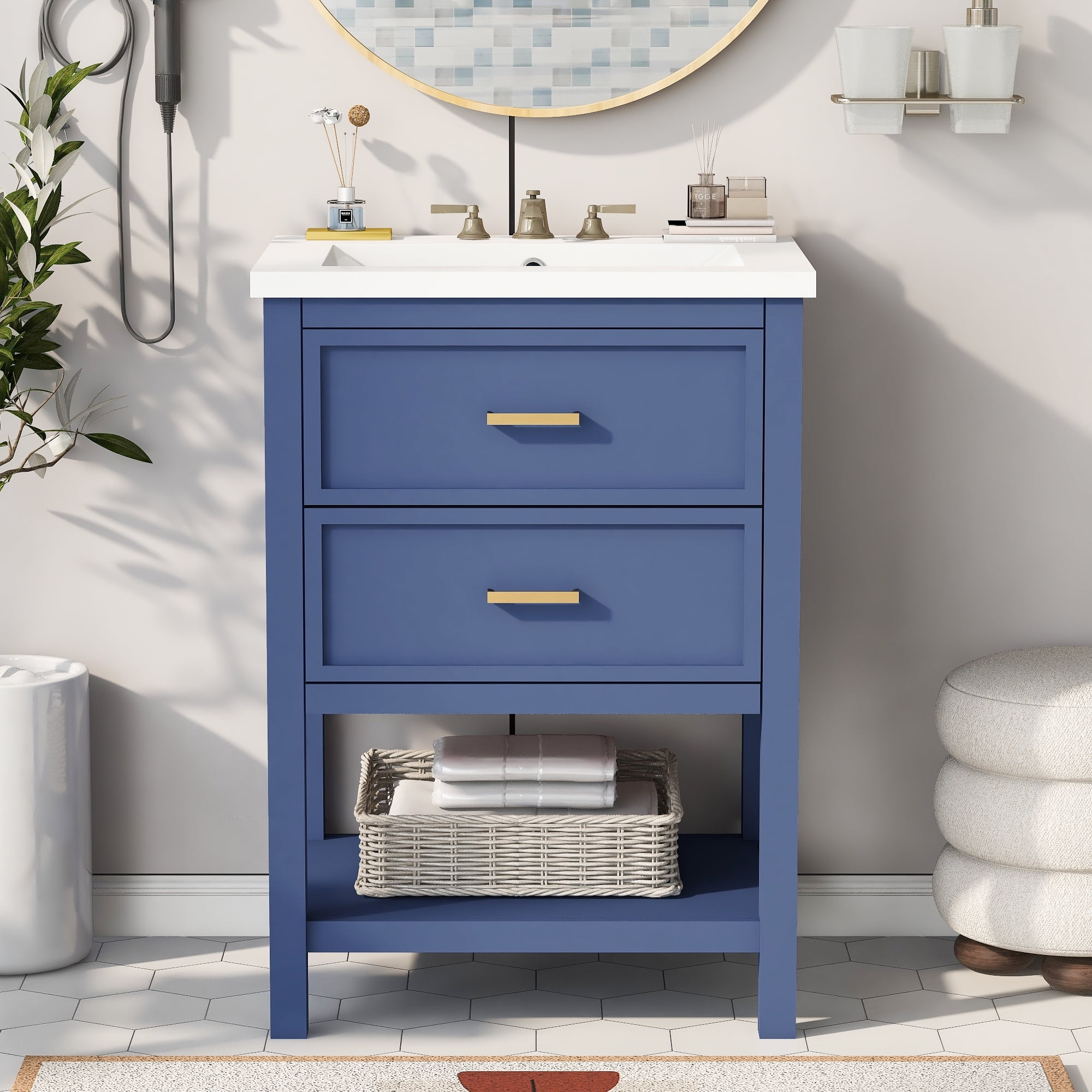 24'' Bathroom Vanity with Top Sink, Modern Bathroom Storage Cabinet ...
