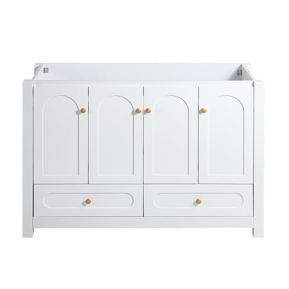 48" White Bathroom Vanity Abundant Storage Cabinet -4 Soft close doors and 2 drawers (excluding the ceramic basin)