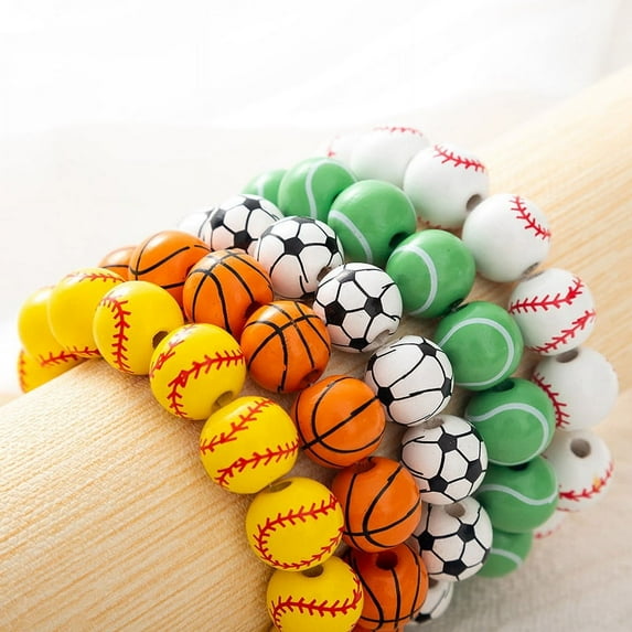 Wooden Bead Basketball Football Holding All-Match Sports Bracelet