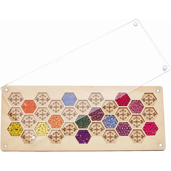Wooden Bead Boards Beading Trays Jewelry Design Mats with Acrylic Lid Beads Storage Organize with Pattern Jewelry Display Cases for bracelet making kit Beading Jewelry Making PapayaWhip