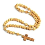 DISGOD Wooden Bead Cross Pendant Rosary Necklace Catholic Christ Jesus Crucifix Necklace Men Women Religious Prayer Jewelry