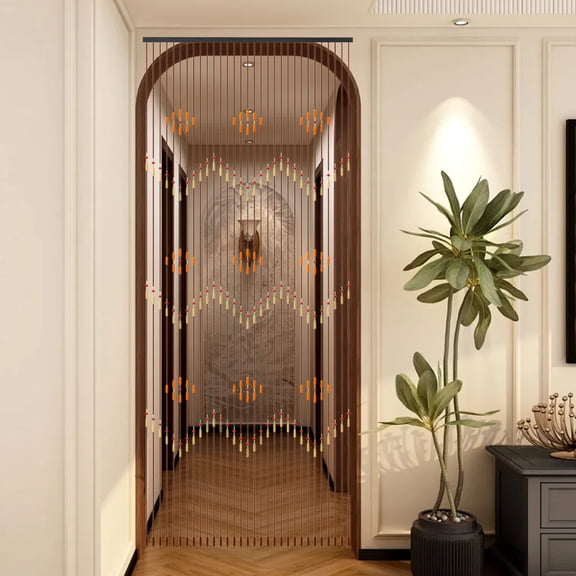 Wooden Bead Curtain, Door Curtain Partition Door Screen Panel Beaded String Curtain for Doorways Living Room Kitchen