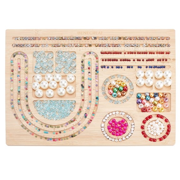 Wooden Bead Design Boards DIY Beading Jewelry Organizer Making Tray with Graduated Measurements Rectangle Moccasin 29x39x1cm