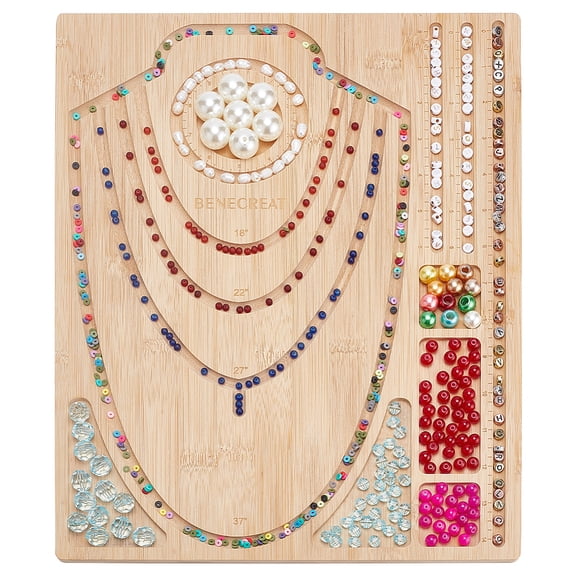 Wooden Bead Design Boards DIY Beading Jewelry Organizer Making Tray with Graduated Measurements Rectangle Moccasin 30x38x0.95cm