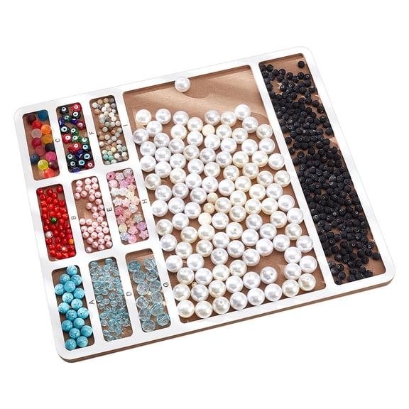 Wooden Bead Design Boards DIY Beading Jewelry Organizer Making Tray with Graduated Measurements Rectangle Tan 38x33x1.2cm