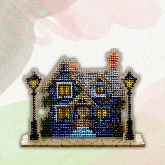 Wizardi Wooden Bead Embroidery Kit ‚Äì ‚ÄúHouse with Lanterns‚Äù FLK-588 Wonderland Crafts