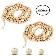 AMAZING FASHION DECORATION Wooden Bead Garland 7 ft Rustic Farmhouse Decor Natural Wood Christmas Tree Bead Garland Holiday Decorations Boho Decor String Paintable Dyeable Wooden Beads Natural Wooden Beads