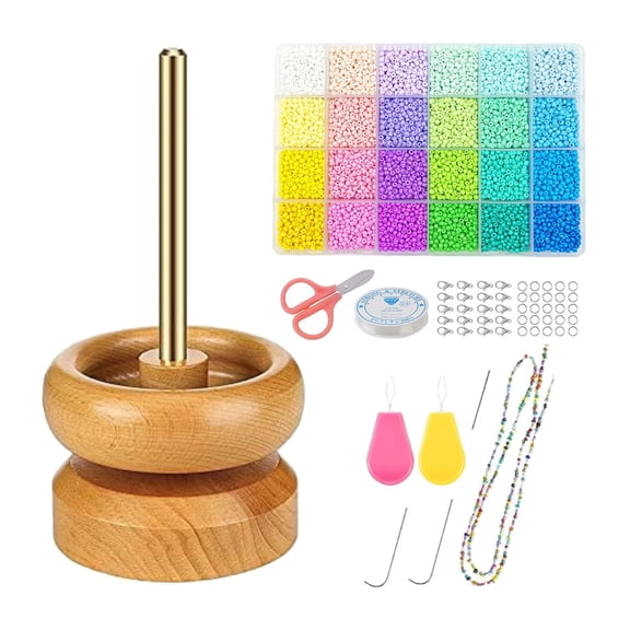 Wooden Bead Set Bead Stringer, Findings Jewellery Making Supplies, Crafting Project Bracelets DIY Crafts Making Stringing Bead 17.5cmx9.5cmx9.5cm