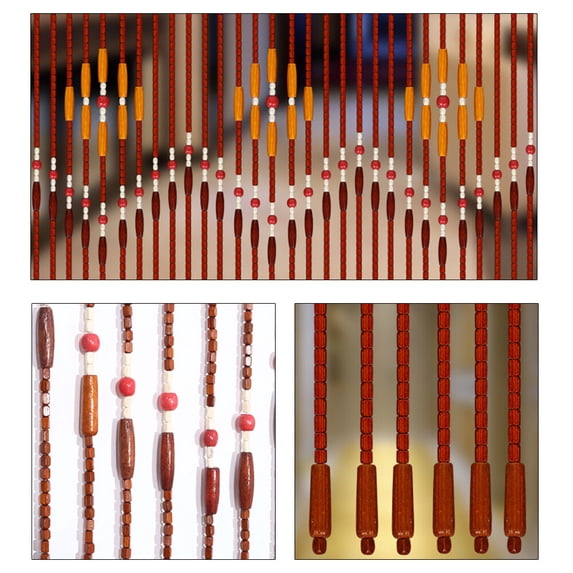 Wooden Beaded Door Curtain 31 Lines – 35.4" x 86.6" Bamboo Bead String Curtain for Doorway Closet Window, Handmade Boho Room Divider with Plum Blossom Pattern, Brown, Home Decor for Bedroom Kitchen