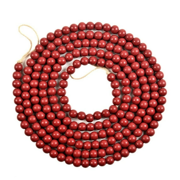 Wooden Beaded Garlands Christmas Red Bead Garlands Wood Christmas Tree Decorations Garlands Decorative Fireplace Wall Hanging Christmas Wood Beads Garlands for Christmas Party Home Decor (Red)