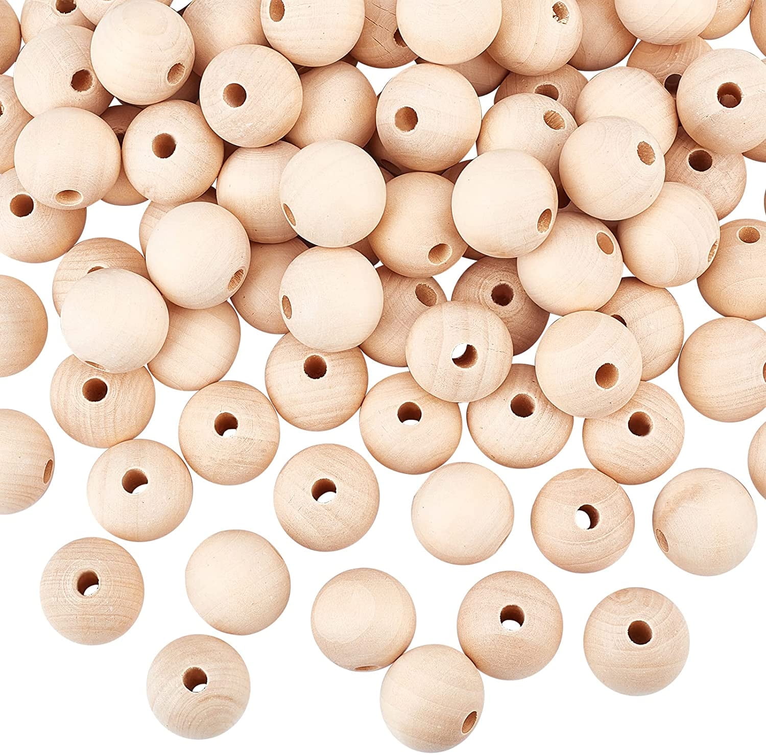 Wooden Beads 100Pcs 25mm (1 Inch) Natural Unfinished Wood Spacer Beads Round Ball Wooden Loose Beads for Bracelet Pendants Crafts Hair Braids DIY Jewelry Making Christmas Decoration