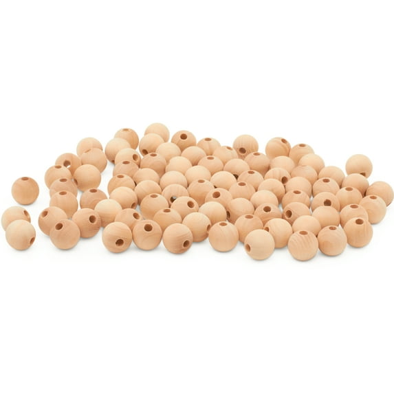 Wooden Beads (13mm) 1/2 x 5/32 Inch Hole Pack of 500 Unfinished Wooden Bead Supplies Easily Threads, Smooth Natural Finish Paint and Stain by Woodpeckers