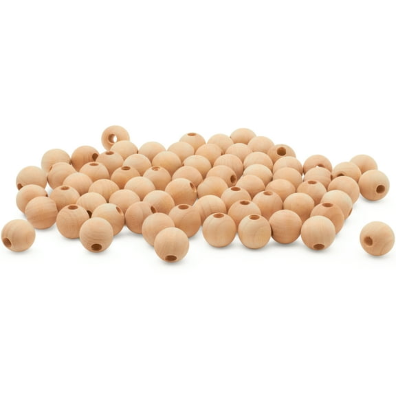 Wooden Beads (16mm) 5/8 Inch with 3/16 Inch Hole Pack of 50 Unfinished Wooden Bead Supplies Easily Threads, Smooth Natural Finish Paint and Stain by Woodpeckers