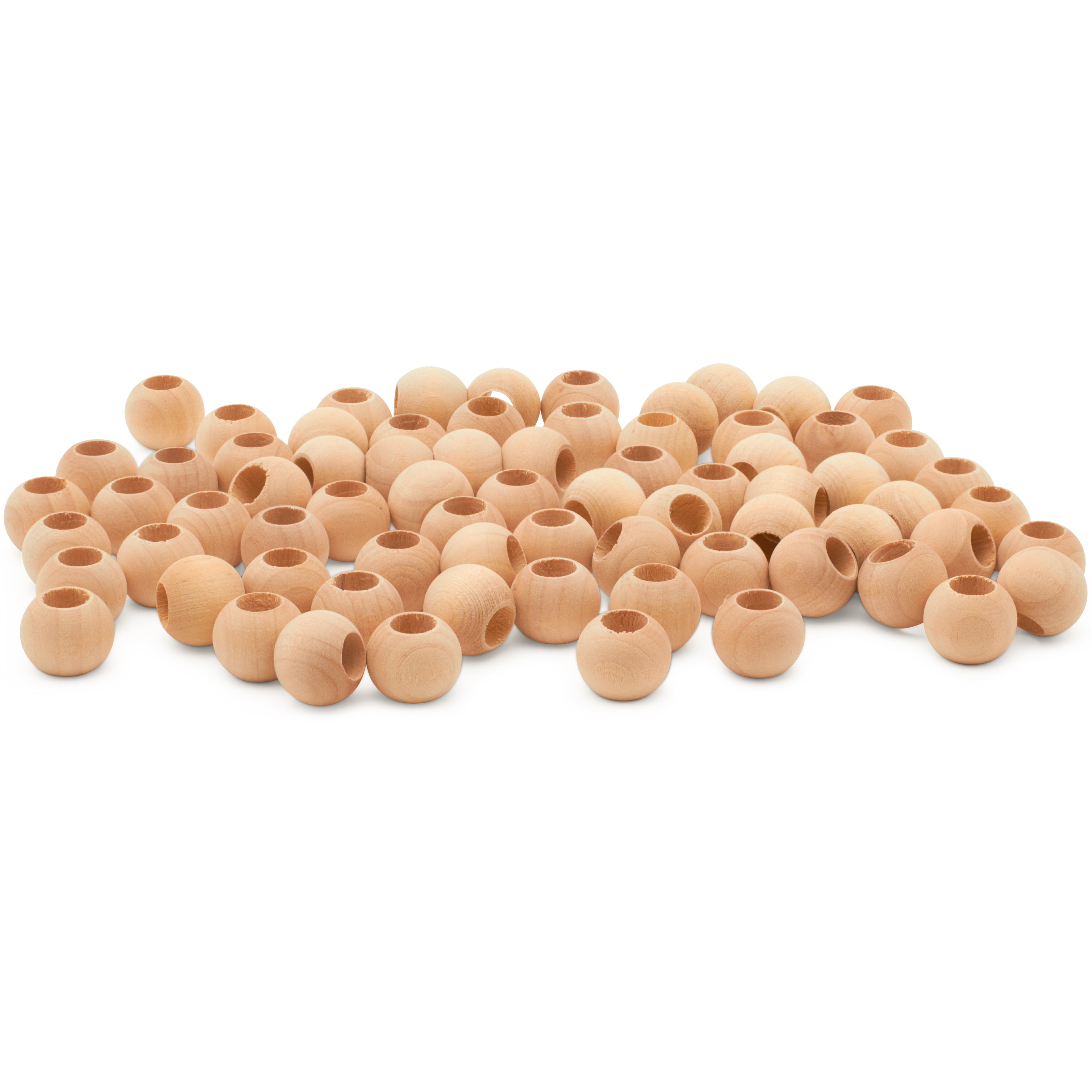 Wooden Beads (16mm) 5/8 x 5/16 Inch Hole Pack of 250 Unfinished Wooden Bead Supplies Easily Threads, Smooth Natural Finish Paint and Stain by Woodpeckers