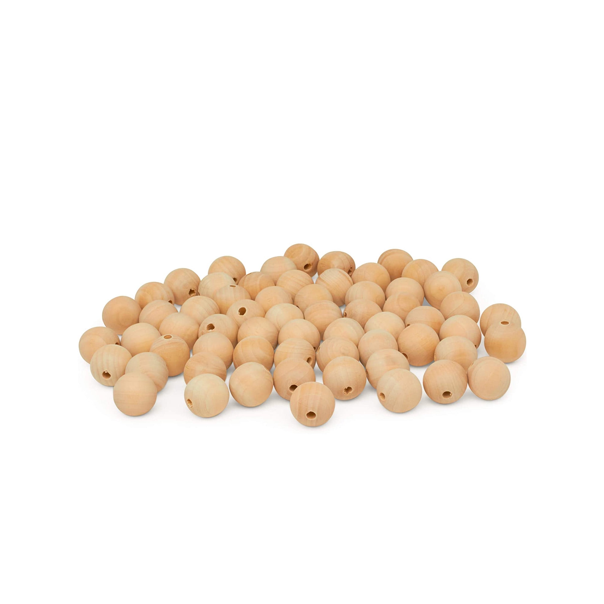 Wooden Beads (22mm) 7/8 x 3/8 Inch Hole Pack of 250 Unfinished Wooden Bead Supplies Easily Threads, Smooth Natural Finish Paint and Stain by Woodpeckers
