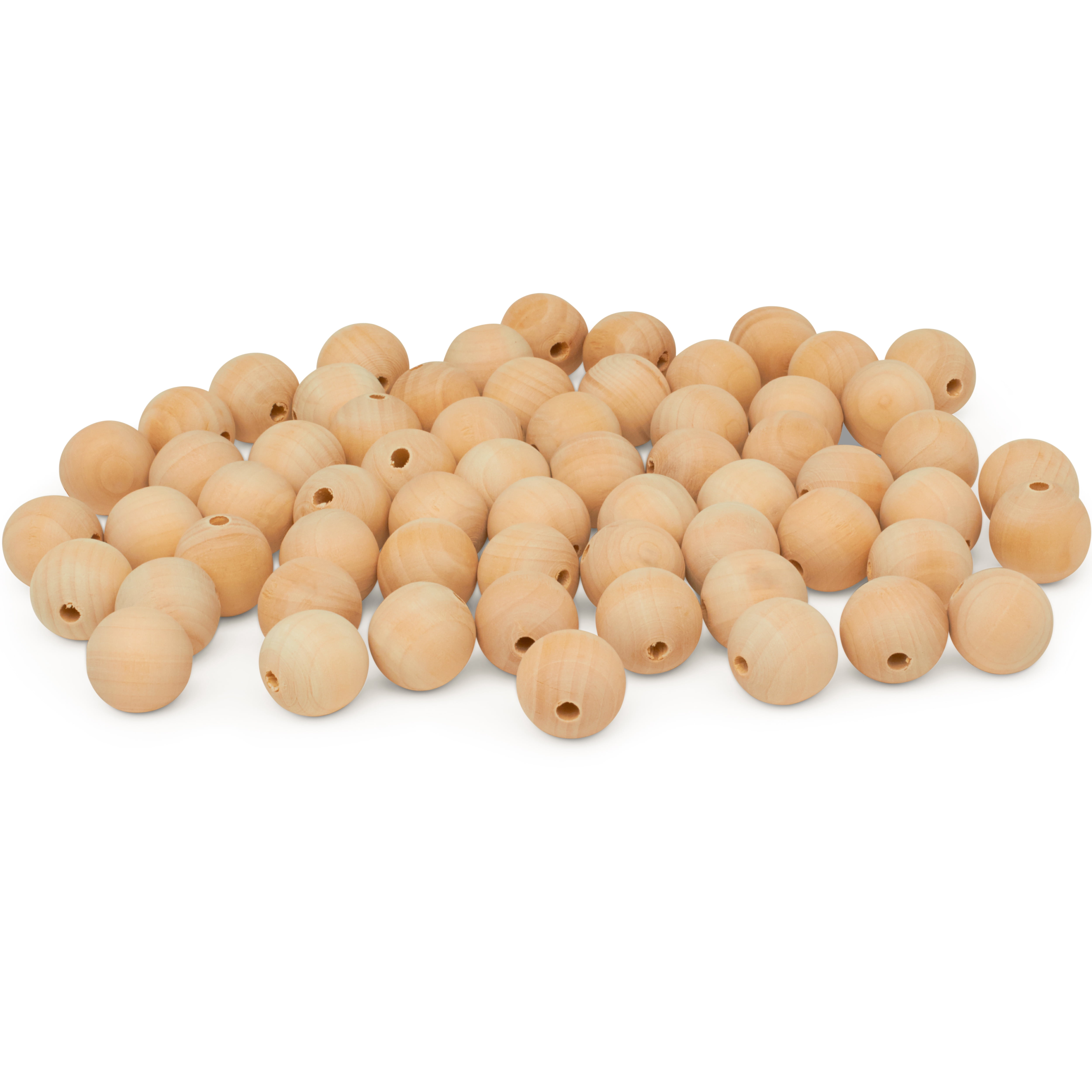 Wooden Beads (25mm) 1 Inch with 3/16 Inch Hole Pack of 100 Unfinished Wooden Bead Supplies Easily Threads, Smooth Natural Finish Paint and Stain by Woodpeckers